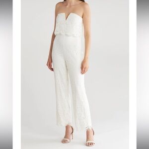 Lulus Power of Love Strapless Lace Jumpsuit size large